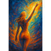 Silhouette in firelight
