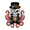 Octopus in steampunk style with monocle