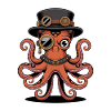 Octopus in steampunk style with monocle