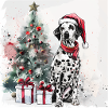 Dalmatian with Santa hat
