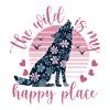 Wild wolf silhouette in flower pattern
