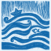 Navire sur vague - Linogravure