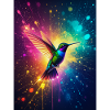 Radiant hummingbird glowing midair, surrounded 