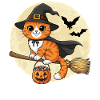 Cute Cat Witch Halloween
