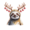 Faultier Mit Rentiergeweih Und Weihnachtskugeln