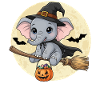 Cute Elephant Witch Halloween