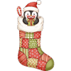 Cute cartoon penguin in Christmas sock