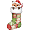 Cute cartoon fox in Christmas sock