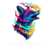 Neon Wolf Flame Spell