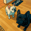 Cuddly Bulldogs Duo Illustration