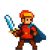 Chevalier Pixel avec épée et cape