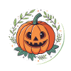 Pumpkin Halloween Floral Circle