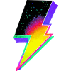 Neon-Regenbogen-Blitz-Emblem