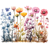 Bunte Blumenwiese Aquarell Design