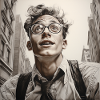 Grande ville vues lunettes portrait