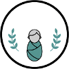 Gentle swaddling baby symbol individually customizable