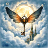 Winged Key in Night Sky