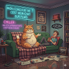 Chill Cat On Neon Plaid