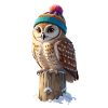 Eule mit buntem Winterhut