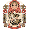 Matryoshka Cat Cuddly Heart