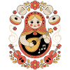 Matryoshka Guitar Folk Motif