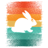 Rabbit silhouette on rainbow ribbons