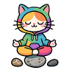 Meditative Regenbogen-Zen-Katze