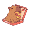 Süßes Capybara mit Pizza in Pizzaschachtel