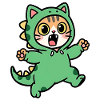 Chat dinosaure rugissant vert en Onesie 