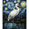 Cigogne Oiseau Style Van Gogh