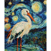 Cigogne Oiseau Style Van Gogh