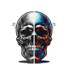 Split Skull Neon Contrast Germanic