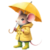 Souris en imperméable jaune
