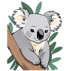 Koala am Ast Cartoon