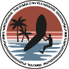 Wingsurfer in sunset on palm beach