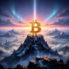 Bitcoin summit light over mountain range