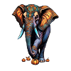 Ornament Elephant with Autumn Pumpkins