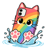 Diving Rainbow Cat Mobile Phone