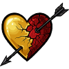 Gold Red Heart Love