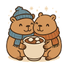 Capybara couple with hot chocolate