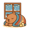 Capybara snuggles up in winter