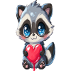 Cute Raccoon Holding Heart