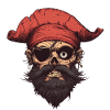 Pirate Skull with Red Bandana