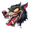 Ferocious Graffiti Wolf Head