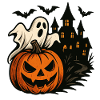 Halloween Pumpkin Haunted House Scene