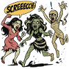Zombie-Trio im Screaming-Comicstil