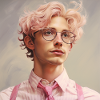Pastellheld Portrait mit Brille