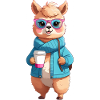 Café Alpaga à Capuche avec Lunettes