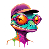 Bunter Gecko mit Sonnenbrille Cap