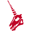 Roter Einhorn-Schädel